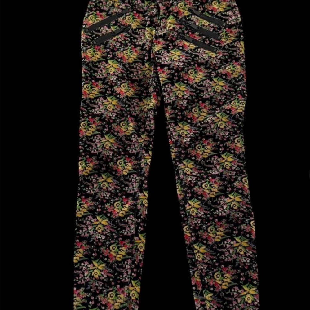 Free People Lennon Funkytown Velvet Floral Pants | Boho Skinny | Size 26